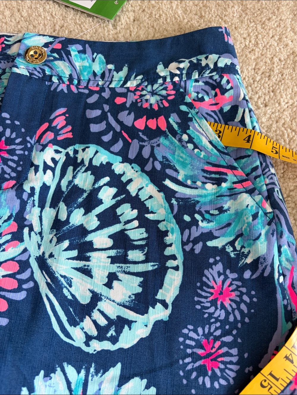 Lilly Pulitzer Navy skort with Teal & Pink Floral Print, 2, NWT - Picture 4 of 10